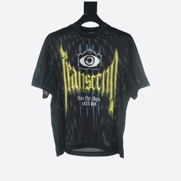 Burberry Slogan Print Nylon Mesh T-Shirt in Black