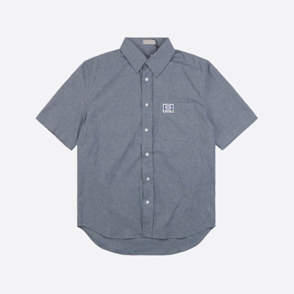 Dior Charm Short Sleeve Shirt in Blue Cotton Chambray