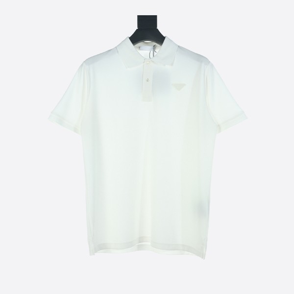 Prada short-sleeved cotton polo shirt in white