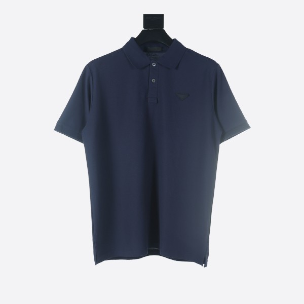 Prada short-sleeved cotton polo shirt in navy