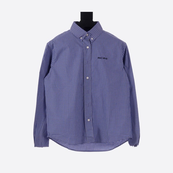Miu Miu sapphire blue checked shirt