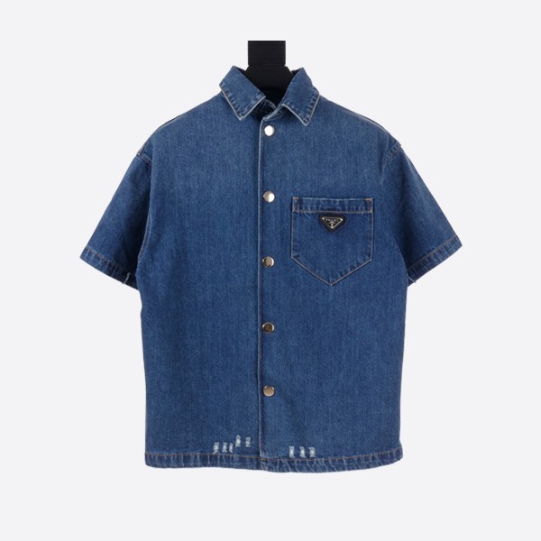 Prada mid-blue denim shirt
