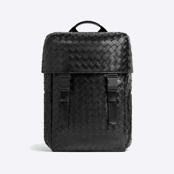 Bottega Veneta Intrecciato Flap Backpack in Black 766580V2HL28966