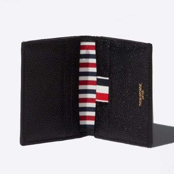 Thom Browne Black Pebble Grain Leather Double Card Holder MAW021L00198001
