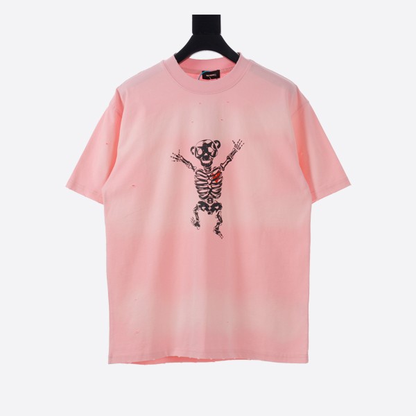 Welldone Bolt Teddy Crew Neck T-Shirt, Pink