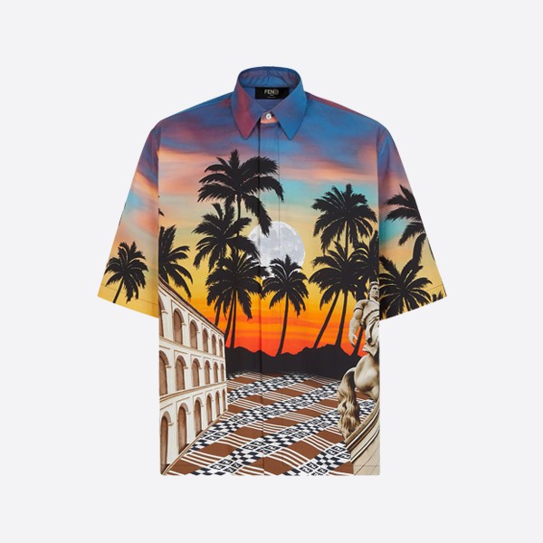 Fendi Multicolor Print Poplin Regular T-Shirt