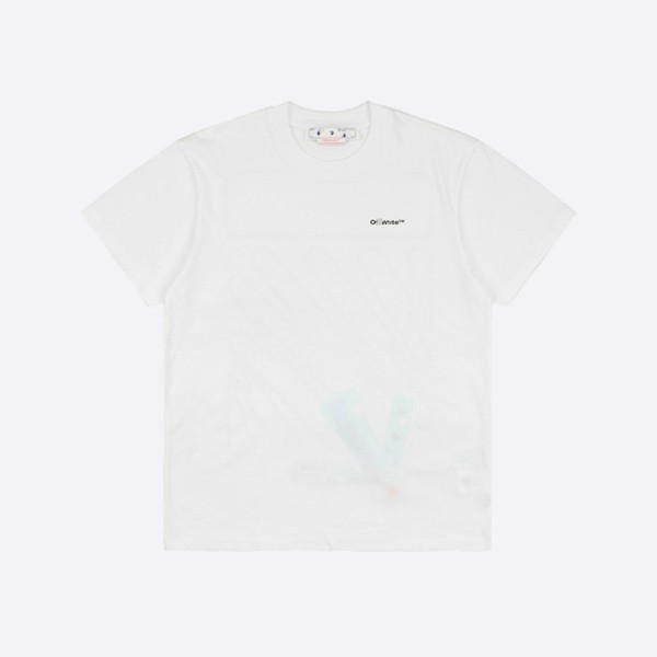 Off-White Wave Outline Diag Slim S/S T-Shirt White