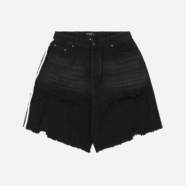 Balenciaga x Adidas unisex denim baggy shorts in black