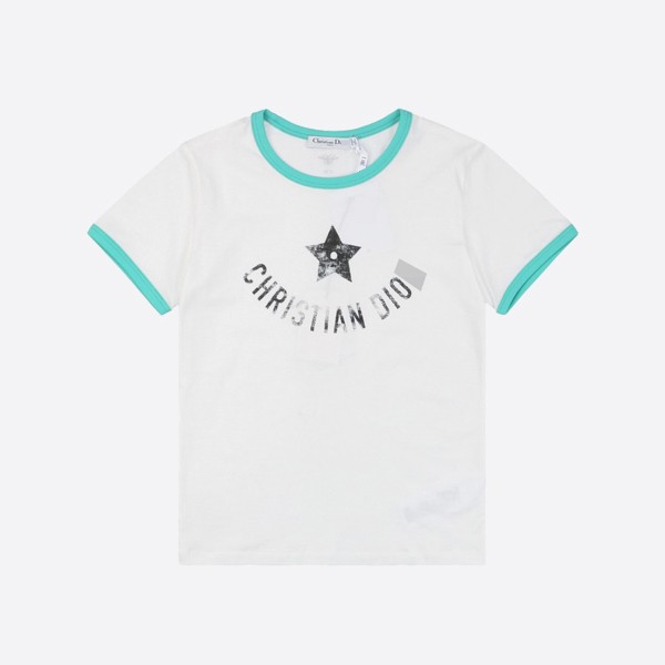 Dior Dioriviera T-shirt in ecru and aquamarina cotton jersey
