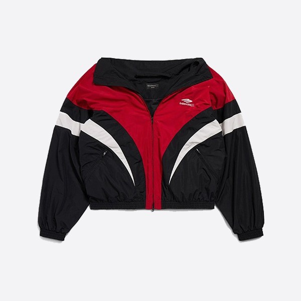 Balenciaga 3b Sport Icon Off-the-Shoulder Tracksuit Jacket in Black