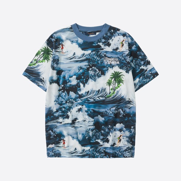 Louis Vuitton Print Short Sleeve Cotton T-Shirt in Blue