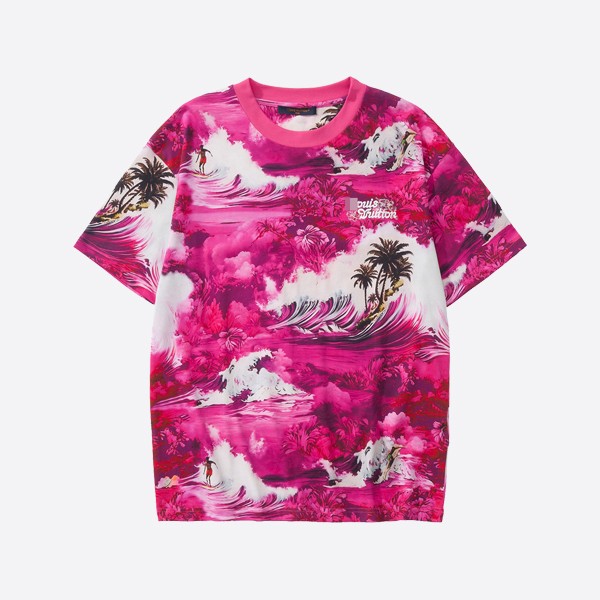 Louis Vuitton Print Short Sleeve Cotton T-Shirt in Pink