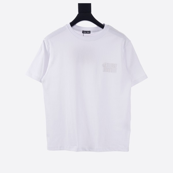 Miu Miu embroidered logo T-shirt in white