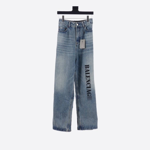 Balenciaga Blue Stencil Hybrid Baggy Pants Denim