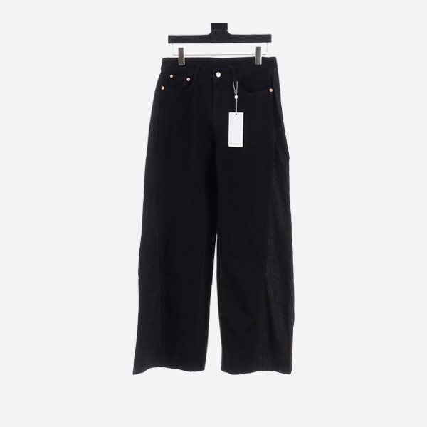 MM6 Maison Margiela Wide Leg Side Panel Denim Washed Black