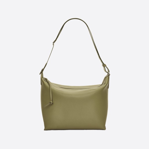 Loewe Cubie Crossbody Bag in Supple Smooth Calfskin and Jacquard Olive B906K70X13