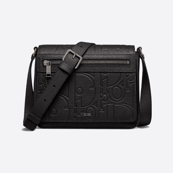 Dior Gravity Messenger Bag in Black Leather and Black Grained Calfskin 1ESPO329LLG_H00N