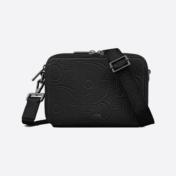 Dior Gravity Leather Zip Pouch with Strap, Black, 2ESBC119LLG_H00N