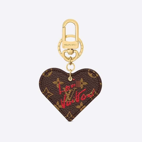 Louis Vuitton Limited Edition Heart Keychain & Bag Charm Fall in Love Brown M00462
