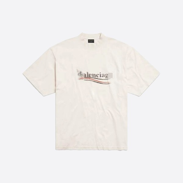 Balenciaga Political Stencil T-Shirt, Medium Fit, Off-White/Black