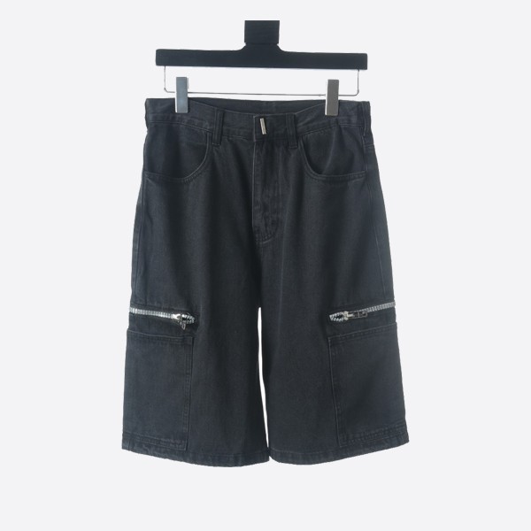 Givenchy Black Denim Zip Pocket Cargo Bermuda Shorts