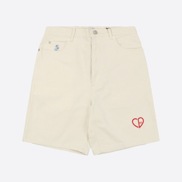 Dior CD Heart Bermuda Shorts in White Cotton Canvas
