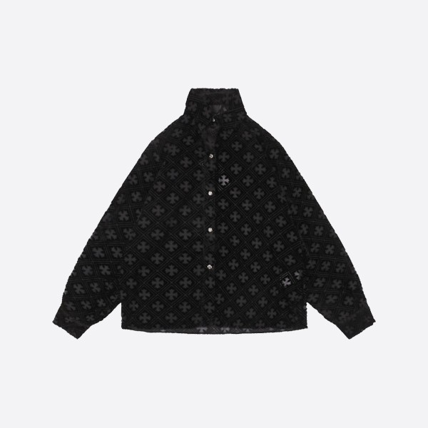Chrome Hearts Cross Monogram Velvet Shirt Jacket in Black