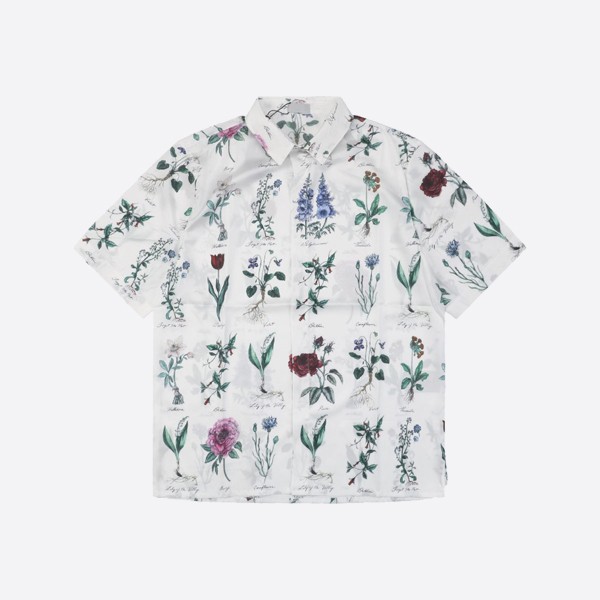 Dior Herbarium Illustration Short Sleeve Shirt, White Silk
