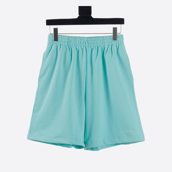 Balenciaga Mint Logo Cotton Sweat Shorts