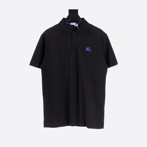 Burberry Chest Blue EKD Cotton Polo Shirt in Black
