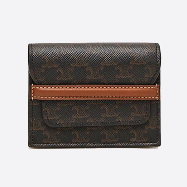 Celine Triomphe Logo Print Card Holder Wallet 10E242BZ904