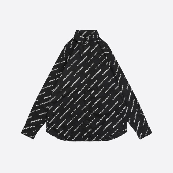 Balenciaga Twill Paris Letters Bullet Print Long Sleeve Shirt