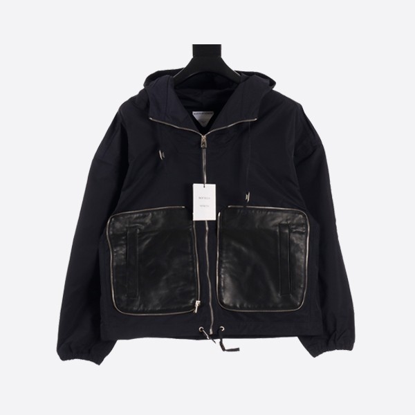 Bottega Veneta Hooded Jacket with Storage Pockets, Black