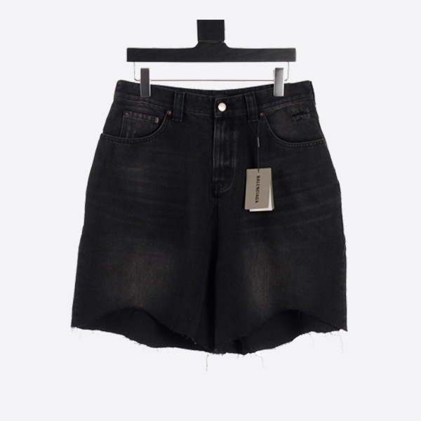 Balenciaga Washed Whisker Denim Shorts