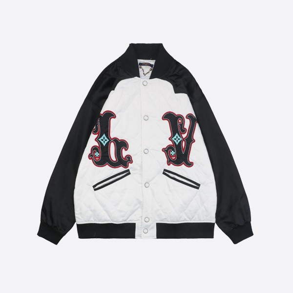 Louis Vuitton  Classic pattern lettering quilted cotton baseball jacket