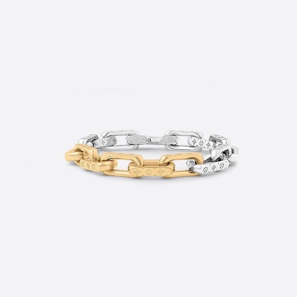 Louis Vuitton Monogram Chain Gold and Silver Bracelet M1555M