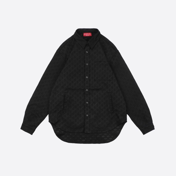 Gucci Double G Jacquard Pocket Jacket Shirt Coat Black