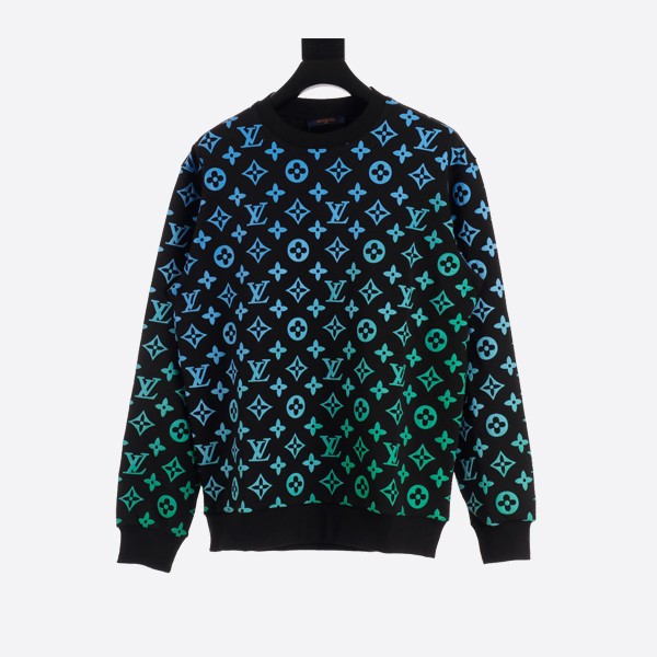 Louis Vuitton Full print gradient round neck sweatshirt black