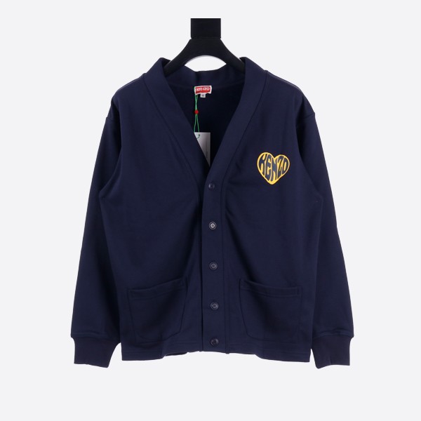 Kenzo Red Heart Print Sweatshirt Cardigan