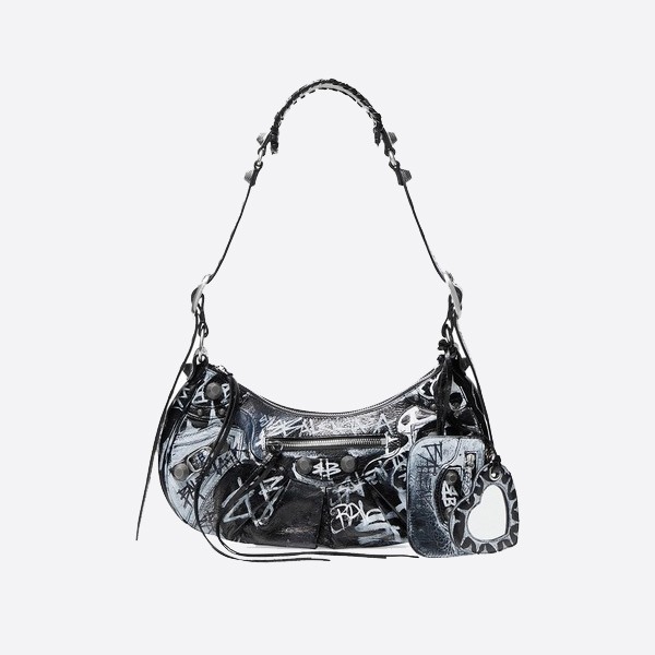 Balenciaga Le Cagore Half Crescent Underarm Bag in Black