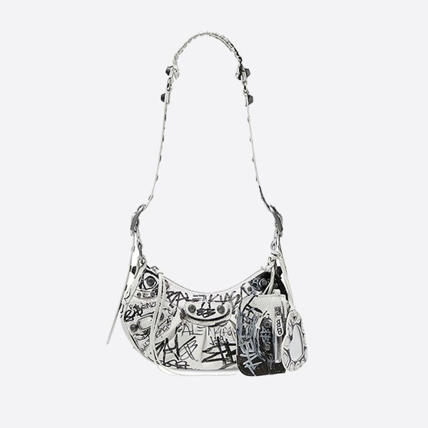 Balenciaga Le Cagore Half Crescent Underarm Bag in White