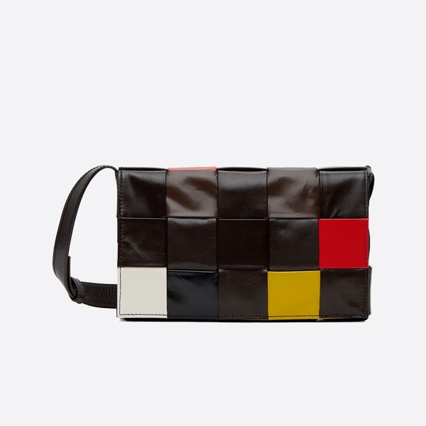 Bottega Veneta Multicolor Cassette Bag Intrecciato woven calfskin messenger bag  667298