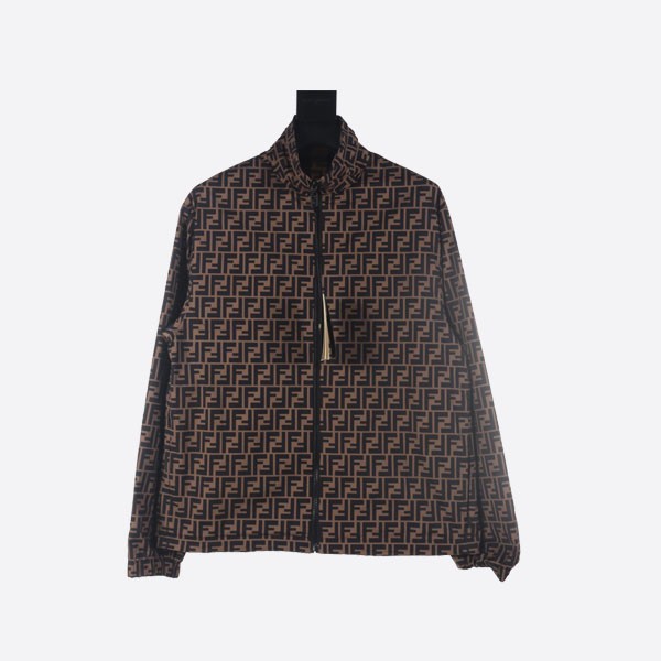 Fendi all-over print reversible stand-collar jacket