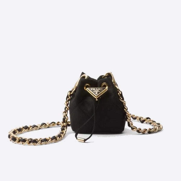 Prada Embroidered Check Small Bucket Bag 1NR016