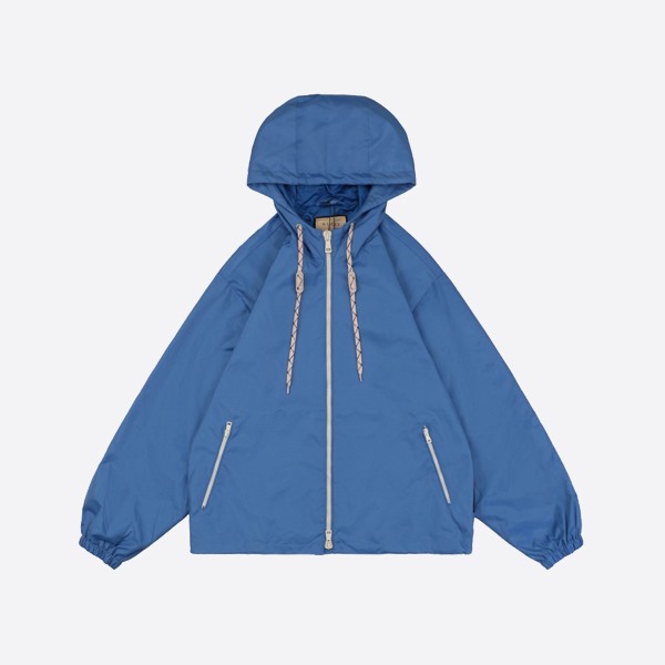Gucci 1921G Letter Nylon Hooded Jacket in Blue