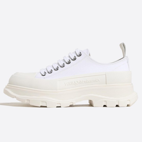Alexander McQueen Tread Slick Lace-Up Shoes in White
