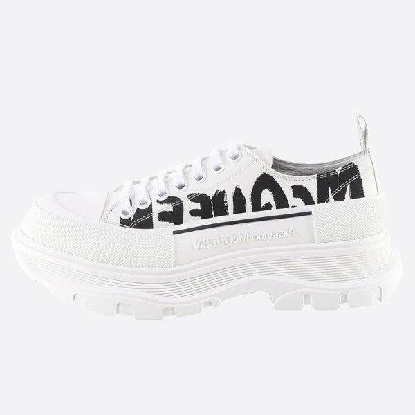 Alexander McQueen smooth lace white black graffiti