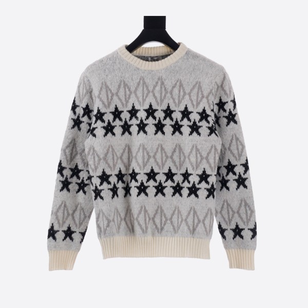 Dior Star Print Wool Crew Neck Sweater