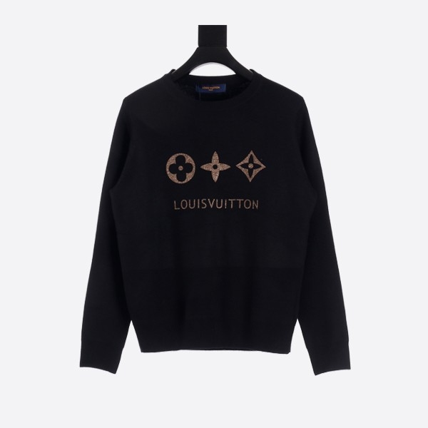 Louis Vuitton Glitter Burnt Flower Crew Neck Sweater