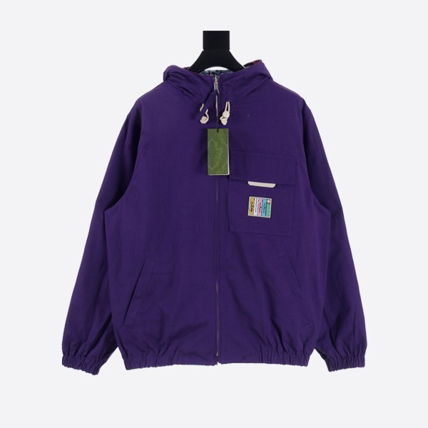 Gucci Love Cherry Fan Graffiti Double-Sided Jacket in Off-Purple